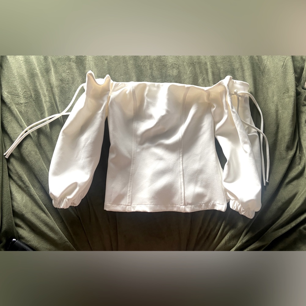 Topshop white off the shoulder corset top